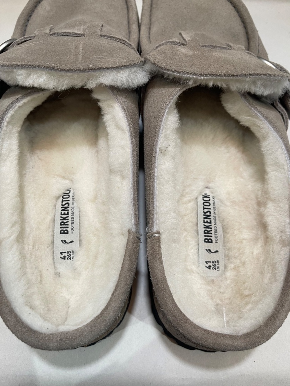 Birkenstock Buckley shearling clog Grey, silver buckle, EU 41 US 10-10.5 - Picture 9 of 11